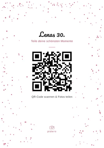 Tischkarte mit QR-Code, Design „Konfetti“