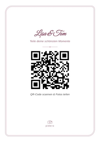 Tischkarte mit QR-Code, Design „Romantik“